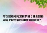 怎么回看湖南衛(wèi)視節(jié)目（腫么回看湖南衛(wèi)視的節(jié)目?用什么回看啊?）