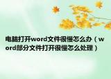電腦打開word文件很慢怎么辦（word部分文件打開很慢怎么處理）