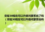 榮耀30現在可以升級鴻蒙系統(tǒng)了嗎（榮耀30現在可以升級鴻蒙系統(tǒng)嗎）