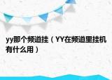 yy那個(gè)頻道掛（YY在頻道里掛機(jī)有什么用）