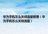 華為手機(jī)怎么關(guān)閉流量管理（華為手機(jī)怎么關(guān)閉流量）