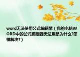 word無法使用公式編輯器（我的電腦WORD中的公式編輯器無法用是為什么?怎樣解決?）
