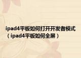ipad4平板如何打開開發(fā)者模式（ipad4平板如何全屏）