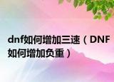 dnf如何增加三速（DNF如何增加負(fù)重）