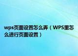 wps頁面設(shè)置怎么弄（WPS里怎么進(jìn)行頁面設(shè)置）