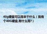 40g硬盤可以用來干什么（我有個(gè)40G硬盤,有什么用?）