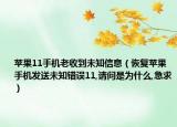 蘋(píng)果11手機(jī)老收到未知信息（恢復(fù)蘋(píng)果手機(jī)發(fā)送未知錯(cuò)誤11,請(qǐng)問(wèn)是為什么,急求）