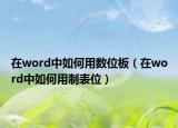 在word中如何用數(shù)位板（在word中如何用制表位）