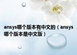 ansys哪個(gè)版本有中文的（ansys哪個(gè)版本是中文版）