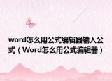 word怎么用公式編輯器輸入公式（Word怎么用公式編輯器）