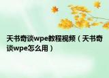 天書奇談wpe教程視頻（天書奇談wpe怎么用）