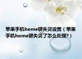 蘋果手機home鍵失靈設置（蘋果手機home鍵失靈了怎么處理?）