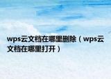 wps云文檔在哪里刪除（wps云文檔在哪里打開）