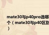 mate30與p40pro選哪個(gè)（mate30與p40區(qū)別）