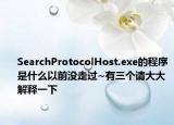 SearchProtocolHost.exe的程序是什么以前沒(méi)走過(guò)~有三個(gè)請(qǐng)大大解釋一下