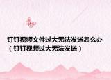 釘釘視頻文件過大無法發(fā)送怎么辦（釘釘視頻過大無法發(fā)送）