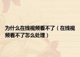 為什么在線視頻看不了（在線視頻看不了怎么處理）