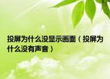 投屏為什么沒顯示畫面（投屏為什么沒有聲音）