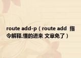 route add-p（route add  指令解釋,懂的進來 文章免了）