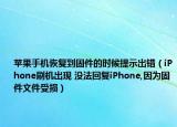 蘋果手機恢復到固件的時候提示出錯（iPhone刷機出現(xiàn) 沒法回復iPhone,因為固件文件受損）