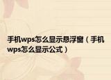 手機(jī)wps怎么顯示懸浮窗（手機(jī)wps怎么顯示公式）