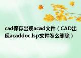 cad保存出現(xiàn)acad文件（CAD出現(xiàn)acaddoc.lsp文件怎么刪除）
