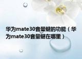 華為mate30音量鍵的功能（華為mate30音量鍵在哪里）