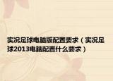 實(shí)況足球電腦版配置要求（實(shí)況足球2013電腦配置什么要求）