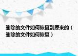 刪除的文件如何恢復(fù)到原來的（刪除的文件如何恢復(fù)）