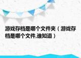 游戲存檔是哪個(gè)文件夾（游戲存檔是哪個(gè)文件,誰(shuí)知道）