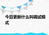 今日更新什么叫調(diào)試模式