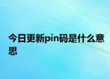 今日更新pin碼是什么意思