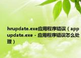 hrupdate.exe應用程序錯誤（appupdate.exe - 應用程序錯誤怎么處理）