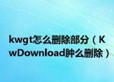 kwgt怎么刪除部分（KwDownload腫么刪除）