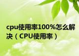 cpu使用率100%怎么解決（CPU使用率）