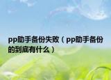 pp助手備份失?。╬p助手備份的到底有什么）