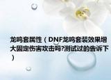 龍鳴套屬性（DNF龍鳴套裝效果增大固定傷害攻擊嗎?測(cè)試過的告訴下）