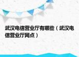 武漢電信營業(yè)廳有哪些（武漢電信營業(yè)廳網(wǎng)點）