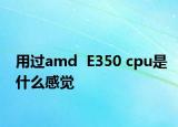 用過amd  E350 cpu是什么感覺