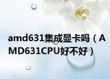 amd631集成顯卡嗎（AMD631CPU好不好）