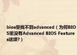 bios里找不到advanced（為何BIOS里沒有Advanced BIOS Features這項?）