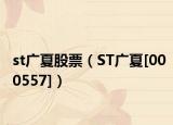 st廣夏股票（ST廣夏[000557]）