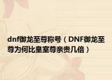 dnf御龍至尊稱號（DNF御龍至尊為何比皇室尊親貴幾倍）