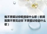 我不曾愛(ài)過(guò)你歌詞是什么歌（歌詞 就算不曾見過(guò)你 不曾愛(ài)過(guò)你是什么歌）
