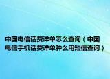 中國(guó)電信話費(fèi)詳單怎么查詢(xún)（中國(guó)電信手機(jī)話費(fèi)詳單腫么用短信查詢(xún)）