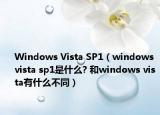 Windows Vista SP1（windows vista sp1是什么? 和windows vista有什么不同）