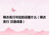 錦衣夜行對(duì)應(yīng)的詞是什么（錦衣夜行 漢語(yǔ)成語(yǔ)）
