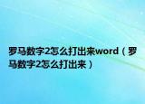 羅馬數字2怎么打出來word（羅馬數字2怎么打出來）