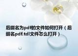 后綴名為pdf的文件如何打開（后綴名pdf.tdl文件怎么打開）