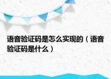 語音驗證碼是怎么實現(xiàn)的（語音驗證碼是什么）